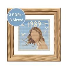 a cross stitch pattern with the words, i love you and a woman's face