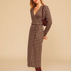 Lovely Parisienne Dress, Perfect Unworn Condition. Rouje Clothing, Rouje Paris, Monica Dress, Deb Dresses, Tulip Dress, Paris Dresses, Houndstooth Dress, Sweater Dress Midi, Rose Dress