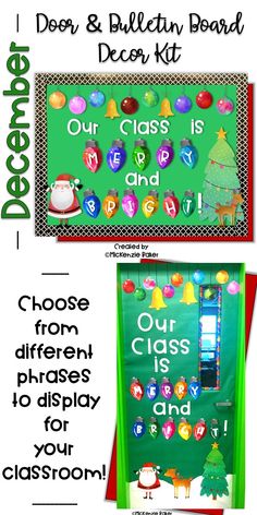 two christmas bulletin boards with the words dear and bulletin board