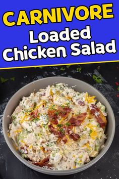 Craving a tasty carnivore meal? Look no further than this loaded chicken salad! It's one of our favorite carnivore diet recipes, perfect for lunch or dinner. Head to my website for the full recipe and discover why it's a fan favorite. Pin now for your next meal prep and follow for more easy carnivore meals! Perfect for keto too! Loaded Chicken Salad, Carnivore Dinner, Caveman Diet Food List, Carnivore Diet Meal Plan, Meal Plan Low Carb, 1200 Calorie Diet Meal Plans, Caveman Diet Recipes, Carnivore Meals, Carnivore Diet Recipes