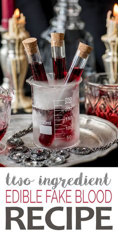 Edible Fake Blood Without Corn Syrup or Food Coloring Buffet Halloween, Drinks Nonalcoholic, Cocktails Easy, Halloween Buffet, Halloween Drinks Alcohol, Halloween Fest, Two Ingredient, Cocktails Recipes, Halloween Recipe