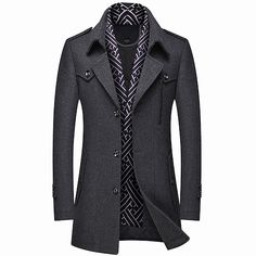 Season:Winter; Fabric:Wool; Sleeve Length:Long Sleeve; Gender:Men's; Occasion:Business,WorkWear,Casual,Daily Wear; Neckline:Notch lapel collar; Outerwear Type:Wool Coat,Winter Coat,Overcoat; Bust:null; Length:null; Shoulder Width:null; Sleeve:null Mens Wool Trench Coat, Trenchcoat Style, Mode Mantel, Mens Wool Coats, Trench Coat Style, Trench Coat Men, Wool Trench Coat, Mens Winter Coat, Retro Mode