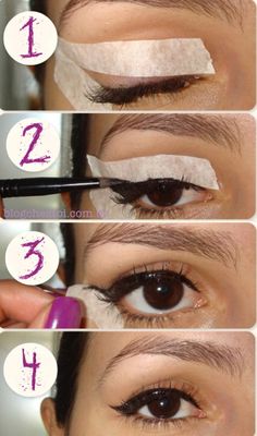 How To Do Winged Eyeliner, Makeup Hacks Eyeliner, Eyeliner Tape, Tape Makeup, Easy Eyeliner, Liner Tutorial, Winged Eyeliner Makeup, Wayne Goss, How To Do Eyeliner