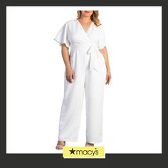 in stock All White Jumpsuit, Cocktail Event, White Jumpsuit, Pin Tucks, Wide Leg Jumpsuit, Ivory Color, All White, Flutter Sleeve, Wide Leg Pants