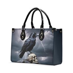 Gothic Raven Luxury Women PU Leather Handbag Upgrade your style with this New Version Luxury Women PU Leather Handbag. Crafted from premium PU leather, this handbag features a smooth zipper and sturdy top handles for comfortable carrying. Available in three sizes, it offers versatility and convenience for any occasion. Perfect gift for girls, moms, and office ladies. Ideal for commuting and traveling, this handbag can accommodate your cell phone, wallet, and other daily essentials.  * Premium PU Gothic Raven, Cell Phone Wallet, Gift For Girls, New Version, Phone Wallet, Office Ladies, Luxury Women, Leather Handbag, Gifts For Girls