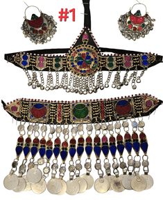 Afghan Traditional Kuchi jewelry set including necklace, Mathapati & Earings (Golden Color). Free shipping all U.S Adjustable Multicolor Ceremonial Jewelry, Ceremonial Multicolor Metal Jewelry, Adjustable Multicolor Jewelry For Ceremonial Occasion, Adjustable Multicolor Jewelry Sets For Festivals, Multicolor Festival Jewelry For Gift, Multicolor Festival Jewelry Gift, Handmade Multicolor Jewelry Sets For Ceremonial Occasion, Silver Jewelry For Festival Gift, Multicolor Jewelry For Festival Celebration