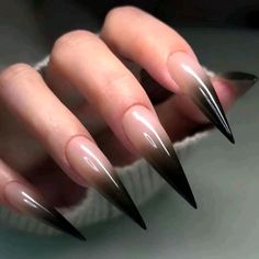 Please Comment With Any Questions! **Bundles Of 3 Discounts No Reasonable Offer Refused Long Black Nails, Stiletto Shaped Nails, Black Ombre Nails, Acrylic Nails Stiletto, Black Stiletto Nails, Nail Tip Designs, Sharp Nails, Long Stiletto, Gothic Nails