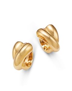 Bloomingdale's Fine Collection Crossover Huggie Hoop Earrings in 14K Yellow Gold Formal Gold-tone Hoop Earrings, Gold-tone Hoop Earrings For Formal Occasions, Yellow Gold Jewelry, Greek Life, Huggie Hoop Earrings, Crossover, Gold Earrings, Jewelry Accessories, Pick Up