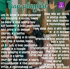 a poster with the words trap playlist on it