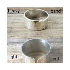 "Our hammered Sterling Silver thumb ring is amazing. Hammered and polished, it's simple and elegant. The ring is roughly 3/8\" wide. SIZING: Did you know that ring size changes as your weight changes? Did you lose weight? You may need a smaller size. Have you gained weight? You may need a larger size. Our cuffs are adjustable, so expanding them up a ring size is easy. Our bands are not adjustable, so it's highly recommended you get an accurate ring size before ordering. Wider rings can fit tight Minimalist Hammered Sterling Silver Wide Band Ring, Sterling Silver Thumb Rings, Thumb Rings Silver, Weight Changes, How To Clean Metal, Thumb Ring, Hammered Sterling Silver, Stacked Bangles, Textured Ring