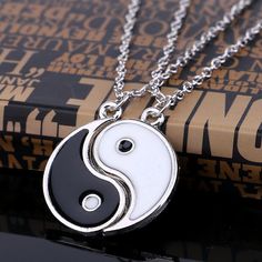 yin yang friend or couple necklace matching yin yang adjustable cord bracelet, yin yang couple pendant necklace chain for friendship boyfriend girlfriend (silver) 2023 - US $7.99 Yin Yang Necklace Couple, Yin Yang Necklace, Bff Jewelry, Couples Accessories, Cheap Necklaces, Bff Necklaces, Lovers Necklace, Couple Necklaces, Friendship Necklaces