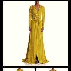 Worn 1x; Still Have Rags Excellent Condition Manufacturer: Yaura Suggested Price: $245.00 Condition: New With Tags Style Type: Sheath Collection: Yaura Sleeve Length: Long Sleeve Closure: Hidden Back Zipper Material: No Material Tag Fabric Type: Specialty: Faux Wrap Yellow V-neck Maxi Dress For Wedding, Yellow A-line Maxi Dress For Wedding, Elegant Yellow V-neck Maxi Dress, Yellow Fitted A-line Evening Dress, Fitted A-line Yellow Evening Dress, Yellow V-neck Maxi Dress For Formal Occasions, Fitted Yellow A-line Evening Dress, Floor-length Evening Dress For Fall Dinner, Chic Yellow Maxi Dress For Wedding