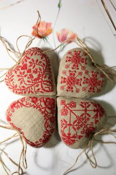 Set of embroidered textile hearts 4 pieces Textile Heart, Ukrainian Style, Embroidery Hearts, Ukrainian Embroidery, Fabric Heart, Heart Red, Christmas Hearts, Red Embroidery, Favorite Teacher