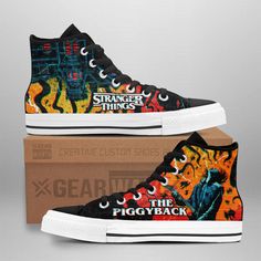 Stranger Things The Piggyback High Top Shoes Custom Stranger Things Shoes High Tops, Pig Shoes