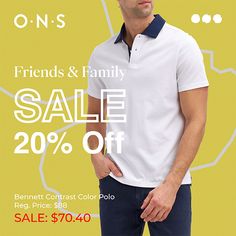 Shop menswear at 20% off! 20 % Off, Contrasting Colors, Friends And Family, Color