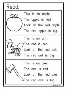 the worksheet for reading an apple and read it with pictures to help students learn how