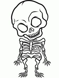 a cartoon skeleton that is looking like it's in the middle of its body