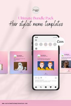 an iphone with the text ultimate bundle pack hair stylist menu templates