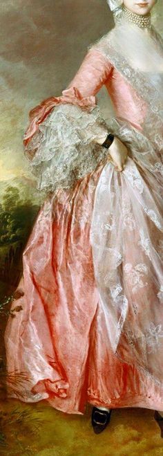 a painting of a woman in a pink dress