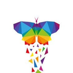 the colorful butterfly is made up of triangles