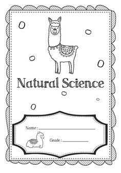 a coloring book with an image of a llama and the words natural science on it