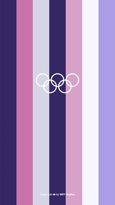 the olympic symbol is shown in purple, pink and white stripes on a striped background