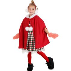 Introducing the Dr. Seuss Cindy Lou Who Christmas Costume for Girls – an enchanting and whimsical ensemble that brings the magic of Whoville right to your doorstep. This officially licensed costume is perfect for young fans of Dr. Seuss and the classic tale of the Grinch, offering a delightful and detailed transformation into the beloved character, Cindy Lou Who.Crafted from 100% polyester, this costume is a faithful representation of Cindy Lou Who's iconic outfit. The poly blend twill dress fea Cindy Loohoo Costume, Hooville Costumes, How The Grinch Stole Christmas Costumes, Literacy Costumes Book Characters, Who Makeup Dr Seuss, Girl Grinch Costume, Christmas Character Day, Christmas Characters Dress Up, Grinch Play