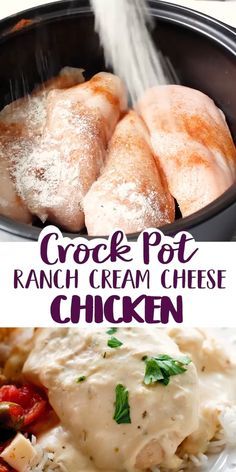 crock pot ranch cream cheese chicken is an easy and delicious dinner that's ready in under 30 minutes