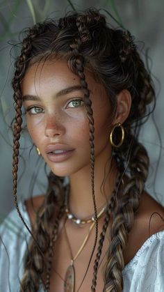 Usa Hairstyles, Cheap Hairstyles, Braid Types, Ladies Hairstyles, Fashionista Outfits, Rambut Brunette, Styles Women, Styles Ideas, Face Photography