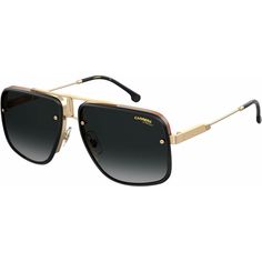 These Carrera CA GloryII RHL_9O unisex rectangle sunglasses, feature a gold/black metal frame and grey gradient lenses. Size and dimensions for the Carrera model CA GloryII are lens 59mm x bridge 18mm x temple 145mm. This frame will come with Carrera case, cloth and paperwork. Gold Rectangular Sunglasses With Gradient Lenses, Gold Rectangular Casual Sunglasses, Matte Black Wrap, Carrera Sunglasses, Gold Aviator Sunglasses, Grey Gradient, Brown Sunglasses, Metal Sunglasses, Rectangle Sunglasses