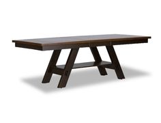 a wooden table with two legs and a shelf on the top, against a white background