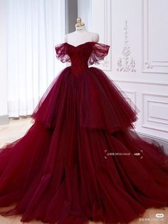 Red Tulle Quinceanera Dress For Debutante Ball, Red Tulle Quinceanera Dress For Wedding, Red Quinceanera Dress With Tulle And Sweetheart Neckline, Burgundy Tulle Wedding Gown, Wedding Burgundy Tulle Gown, Red Tulle Gown For Quinceanera, Red Tulle Quinceanera Dress, Red Sweet 16 Dresses, Red Sweet 16