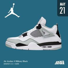 Air Jordan 4 Military Black, Shoes Outfit Fashion, Nike Shoes Jordans, Retro 4