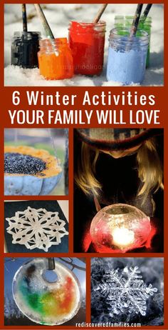 six winter activities for kids to do with the snowflakes and other things that are in