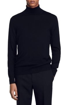 Soft, naturally breathable wool brings distinctive comfort to a turtleneck knit in a versatile solid with a fit that's easy to layer and great on its own. 100% wool Hand wash, dry flat Imported Cashmere Turtleneck For Work, Classic Black Turtleneck Sweater, Solid Cashmere Turtleneck For Workwear, Black Classic Turtleneck, Casual Wool Turtleneck For Work, Wool Turtleneck For Workwear, Classic Black Turtleneck, Classic Solid Knit Turtleneck, Wool Turtleneck For Work