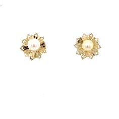 "Vintage Yellow Gold and Cultured Pearl Stud Earrings- These vintage stud earrings are so pretty and would compliment any outfit. They have a delicate openwork pattern on the gold work around the center pearl, These would be so pretty with a wedding dress or any special occasion. Pearl is the birthstone for June and these would make a lovely gift. Ancient Japanese folktales told that pearls were created from the tears of mythical creatures like mermaids and nymphs. Early Chinese civilizations be Folklore Explained, Japanese Folktales, Pearls Of Wisdom, Vintage Stud Earrings, York Pa, A Wedding Dress, Heart Pendant Diamond, Gold Work, Pearl Stud Earrings