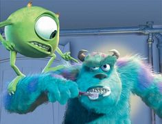 To all of our patients and pinterest fans remember to always brush your teeth just like James P. Sullivan. Even monsters brush their teeth :-) Dental Care For Kids, Mike And Sully, Mike And Sulley, Kids Teeth, Dental Facts, Dental Design, Dentist Appointment