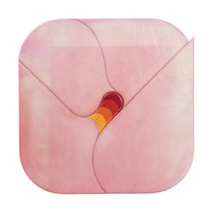 a pink envelope with a red and yellow circle in the center, on a white background