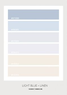 the light blue - linen color palette is shown in shades of gray, beige and white