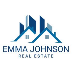 the logo for emma johnson real estate, which is located on top of a building