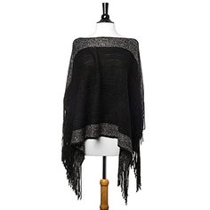 Black Lightweight Knit Fringe Poncho Glitzs https://www.amazon.ca/dp/B01MZWNFO8/ref=cm_sw_r_pi_dp_x_EDv2zbT4W2Q97 Light Fringe, Knit Fringe, Fringe Poncho, Fringed Poncho, Scarf Poncho, Hippie Jewelry, Knitted Poncho, Classy And Fabulous