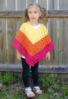 Crochet Poncho Kids, Crochet Baby Poncho, Crochet Poncho Free Pattern, Poncho Crochet, Crochet Poncho Patterns, Crochet Shrug, Poncho Pattern, Crochet Girls