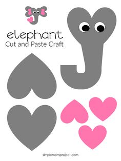 valentine's day elephant cut out with hearts and an elephant on the bottom right corner