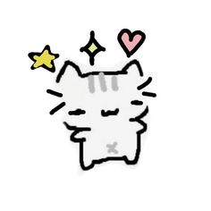 a drawing of a cat with hearts and stars