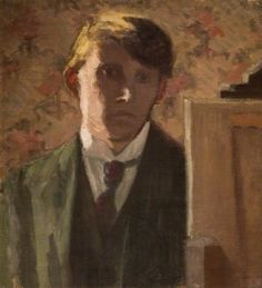 a painting of a man in a suit and tie looking off to the side with his hand on his hip