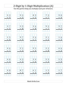 two digit by 1 digit multiplication worksheet for kids and adults