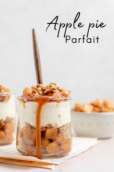 an apple pie parfait in a glass jar