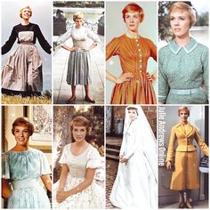 many different pictures of women in dresses from the 50's and 70's