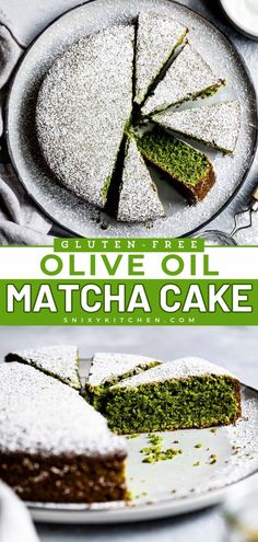 Looking for an easy gluten-free dessert idea? This Gluten-free Olive Oil Matcha Cake is made with almond and oat flour in just one bowl! This homemade cake is moist and one of the best gluten-free treats. Save this pin! Matcha Cakes, Matcha Dessert Recipes, Tea Treats, Work Recipes, Green Tea Cake, Matcha Dessert, Matcha Cake