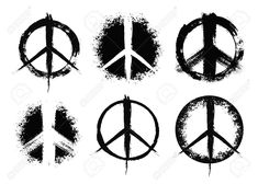 grungy peace symbols on white background